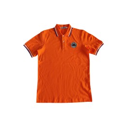 Custom-made men's short-sleeved polo shirt with reverse collar, orange body design, collar contrasting color, cuff contrasting color Li Ze Middle School Uniform manufacturer SU332 Custom-made men's short-sleeved polo shirt with reverse collar, orange body design, collar contrasting color, cuff contrasting color Li Ze Middle School Uniform manufacturer SU332